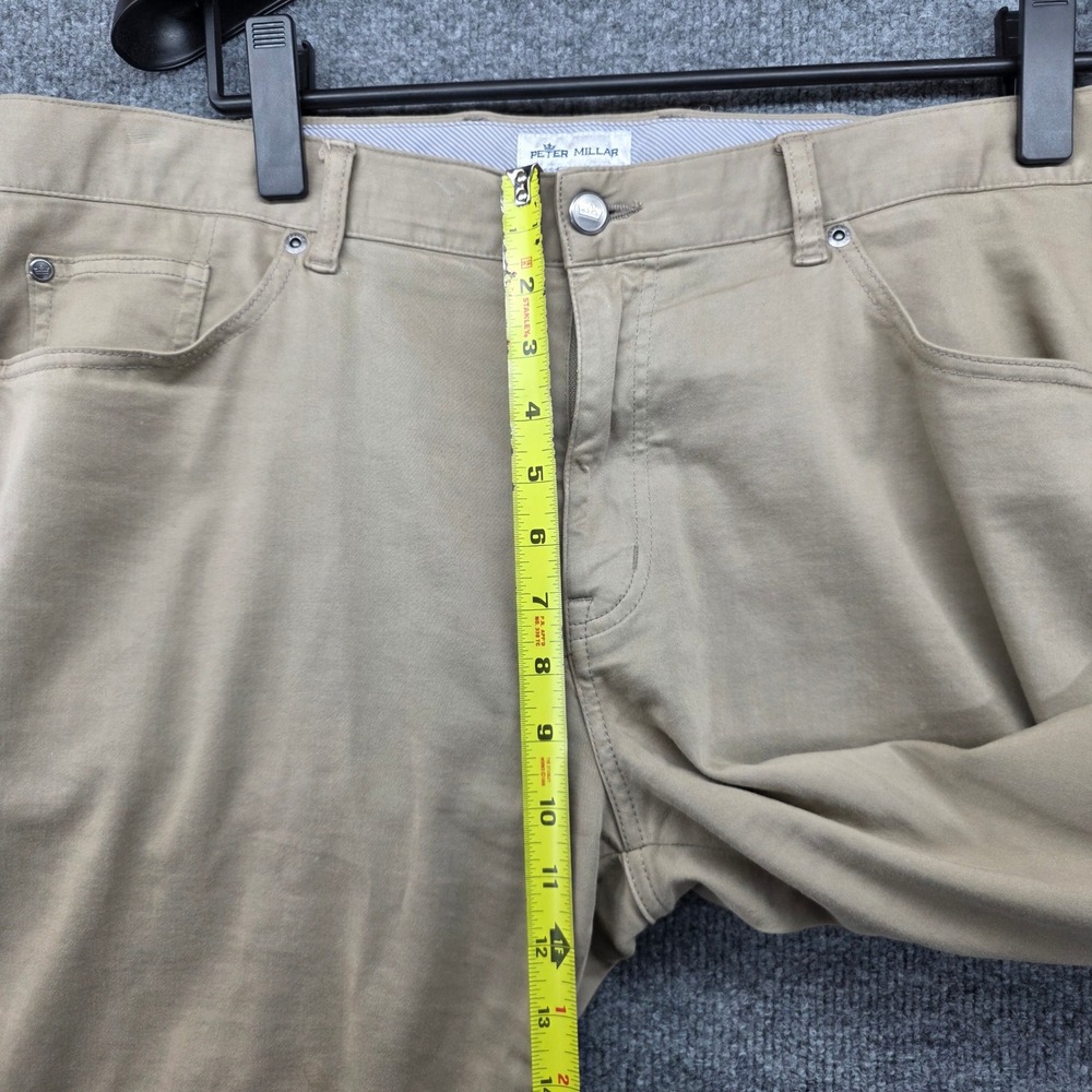 Peter Millar Mens Khaki Chinos Flat Front Straight Leg Pants Size 38 - Picture 10 of 12